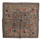 Dolce & Gabbana Brown Silk Printed Square Men Foulard Scarf