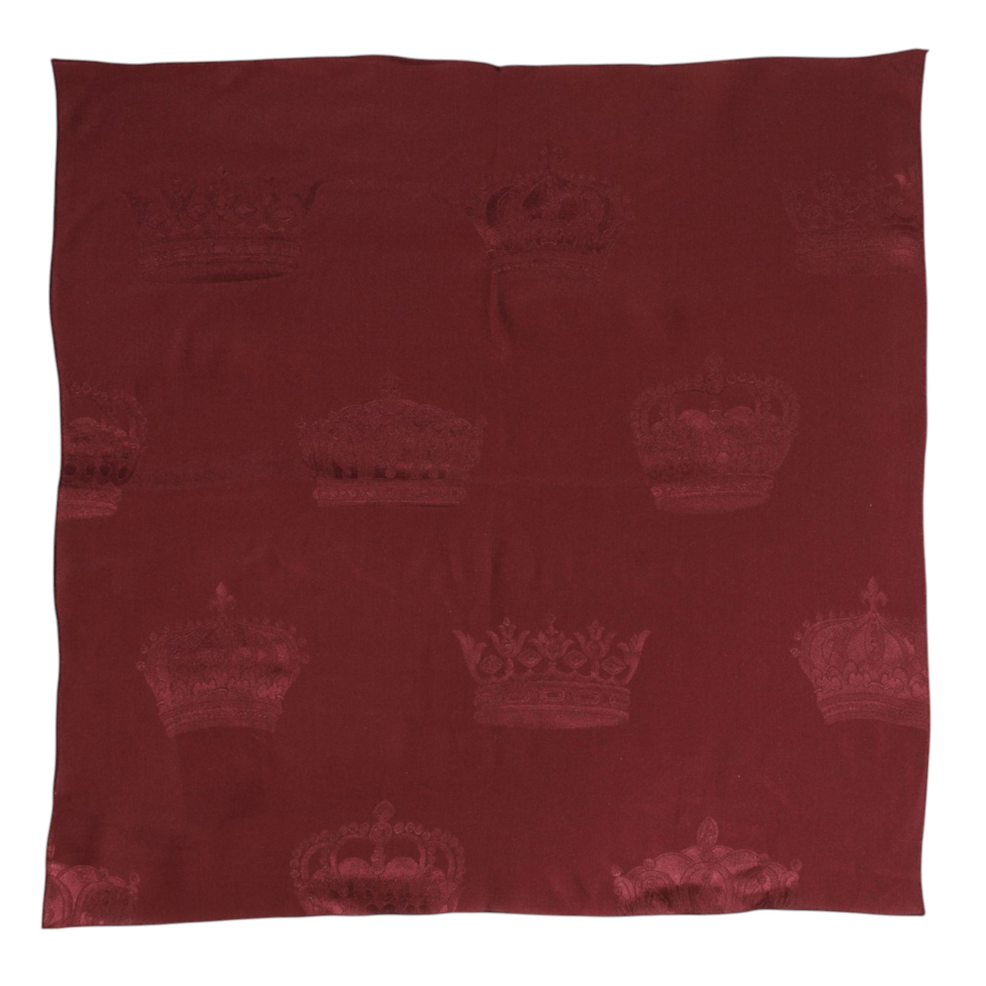 Dolce & Gabbana Maroon Silk Crown Square Men Foulard Scarf