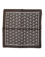 Dolce & Gabbana Brown Skull Silk Square Men Foulard Scarf