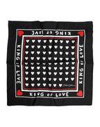 Dolce & Gabbana Black Printed Silk Square Men Foulard Scarf