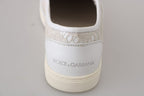 Dolce & Gabbana White Leather Lace Slip On Loafers Shoes