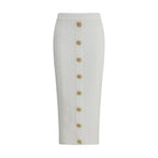 Balmain White Viscose Midi Skirt