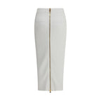 Balmain White Viscose Midi Skirt