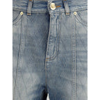 Balmain Light Blue Cotton Bermuda Shorts