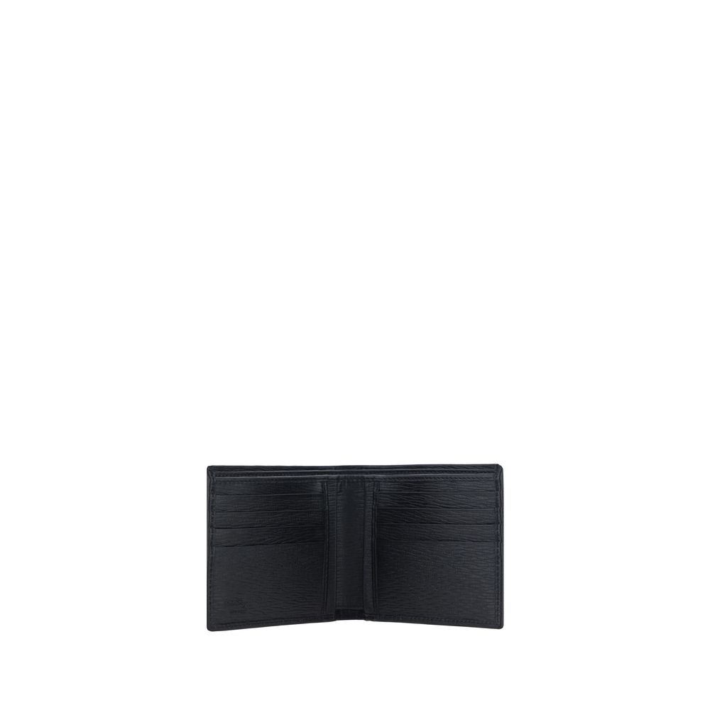 Ferragamo Black Calf Leather Bos Taurus Wallet