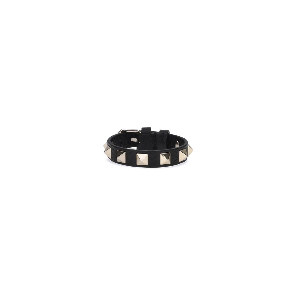Valentino Garavani Black Calf Leather Bos Taurus Bracelet