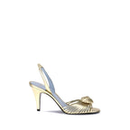 Valentino Garavani Gold Calf Leather Bos Taurus Stiletto Heel Sandals