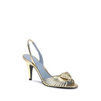 Valentino Garavani Gold Calf Leather Bos Taurus Stiletto Heel Sandals