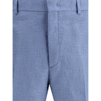 Fendi Light Blue Linen Bermuda Shorts