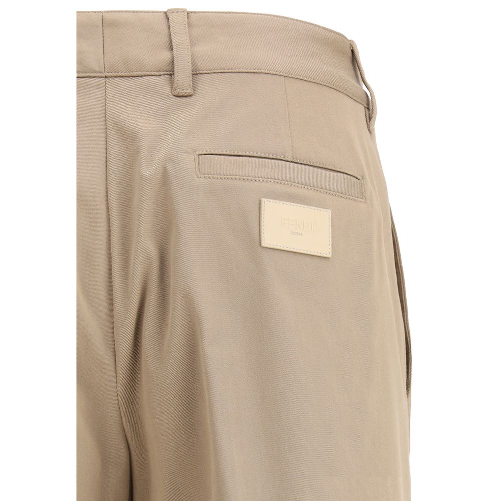 Fendi Brown Cotton Casual Pants