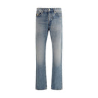 Versace Blue Cotton Straight-Leg Jeans
