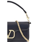 Valentino Garavani Black Calf Leather Bos Taurus Shoulder Bag