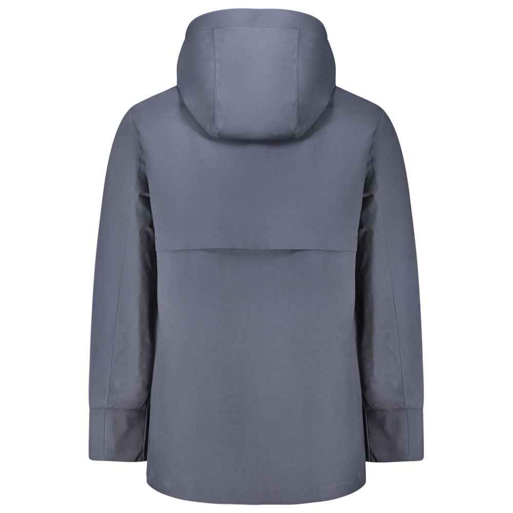 K-WAY Blue Wool Men Trench Coat