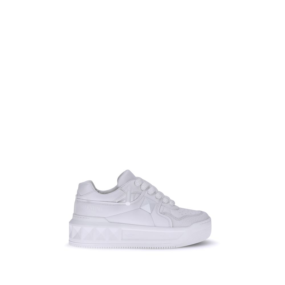 Valentino Garavani White Calf Leather Bos Taurus Chunky Sneakers