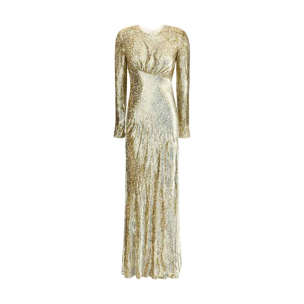 Self-Portrait Gold thread long Dress