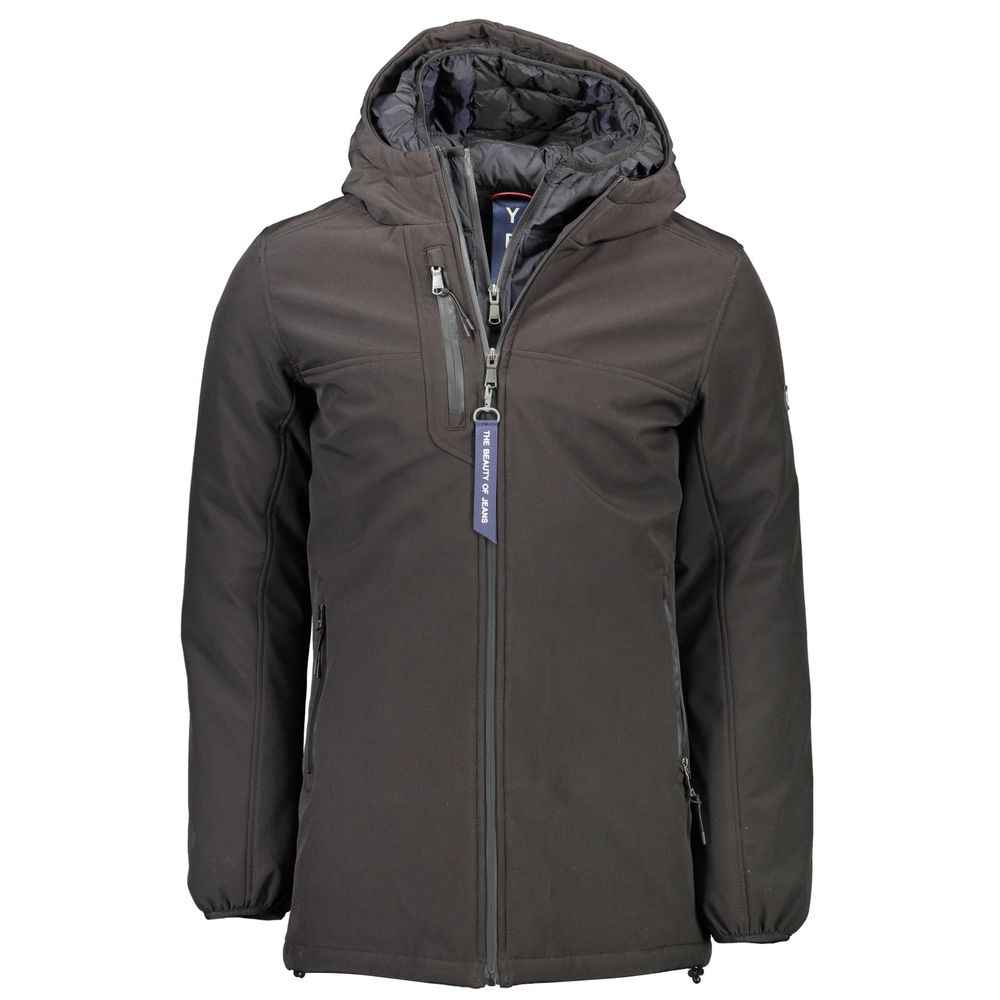 Yes Zee Black Polyester Jackets & Coat