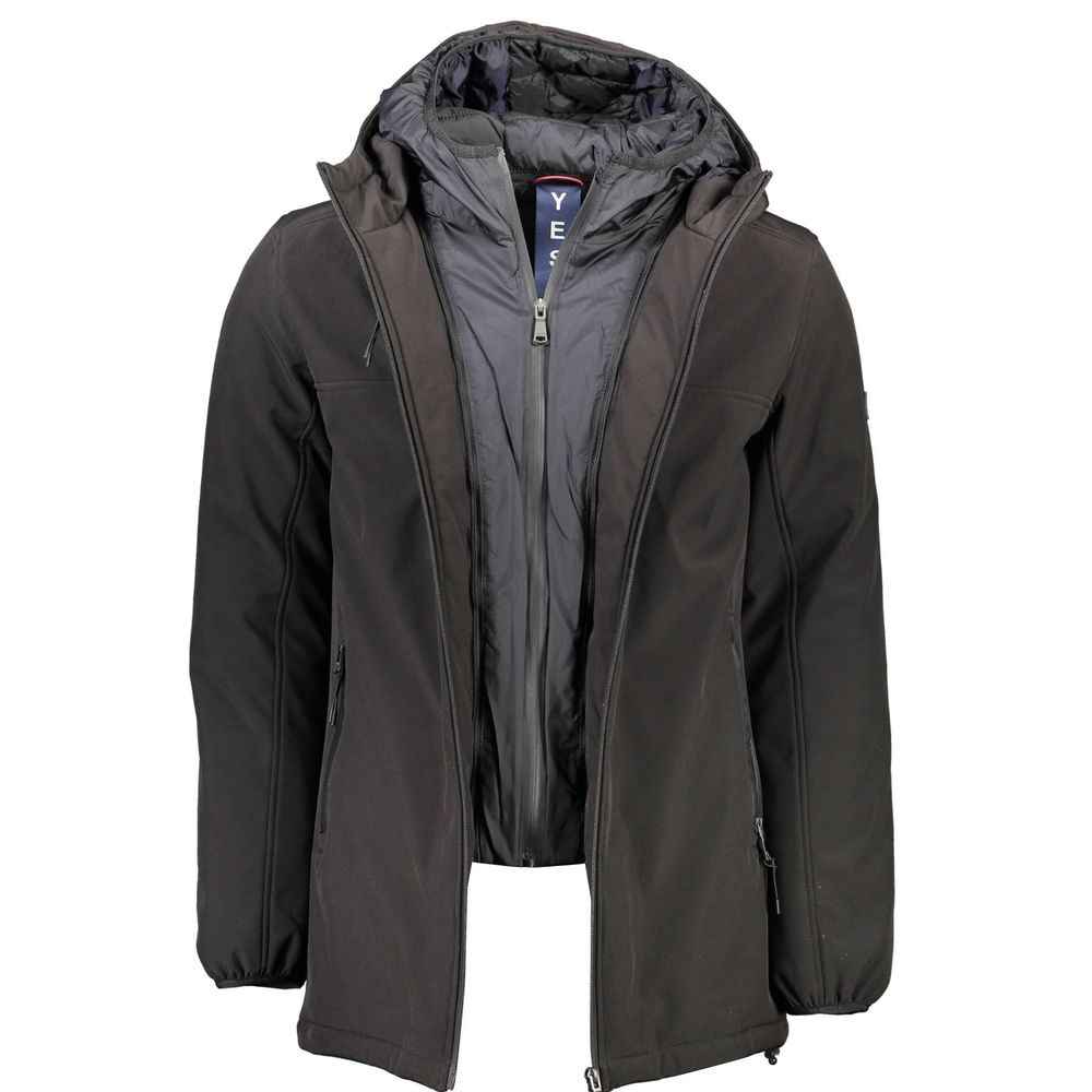 Yes Zee Black Polyester Jackets & Coat