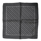 Dolce & Gabbana Black Fish Print Silk Square Men Foulard Scarf