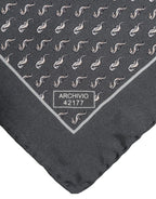 Dolce & Gabbana Black Fish Print Silk Square Men Foulard Scarf
