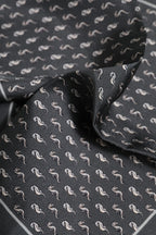Dolce & Gabbana Black Fish Print Silk Square Men Foulard Scarf