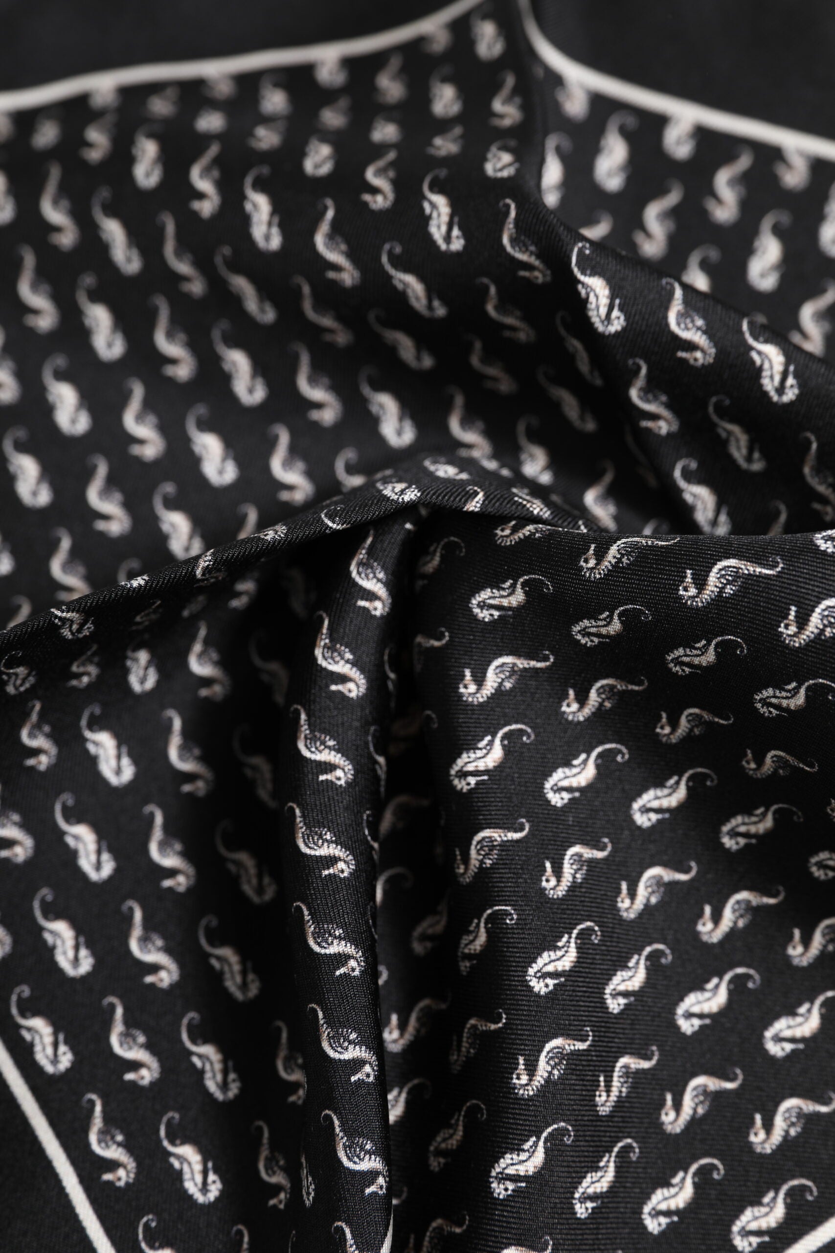 Dolce & Gabbana Black Sea Horse Silk Square Men Foulard Scarf