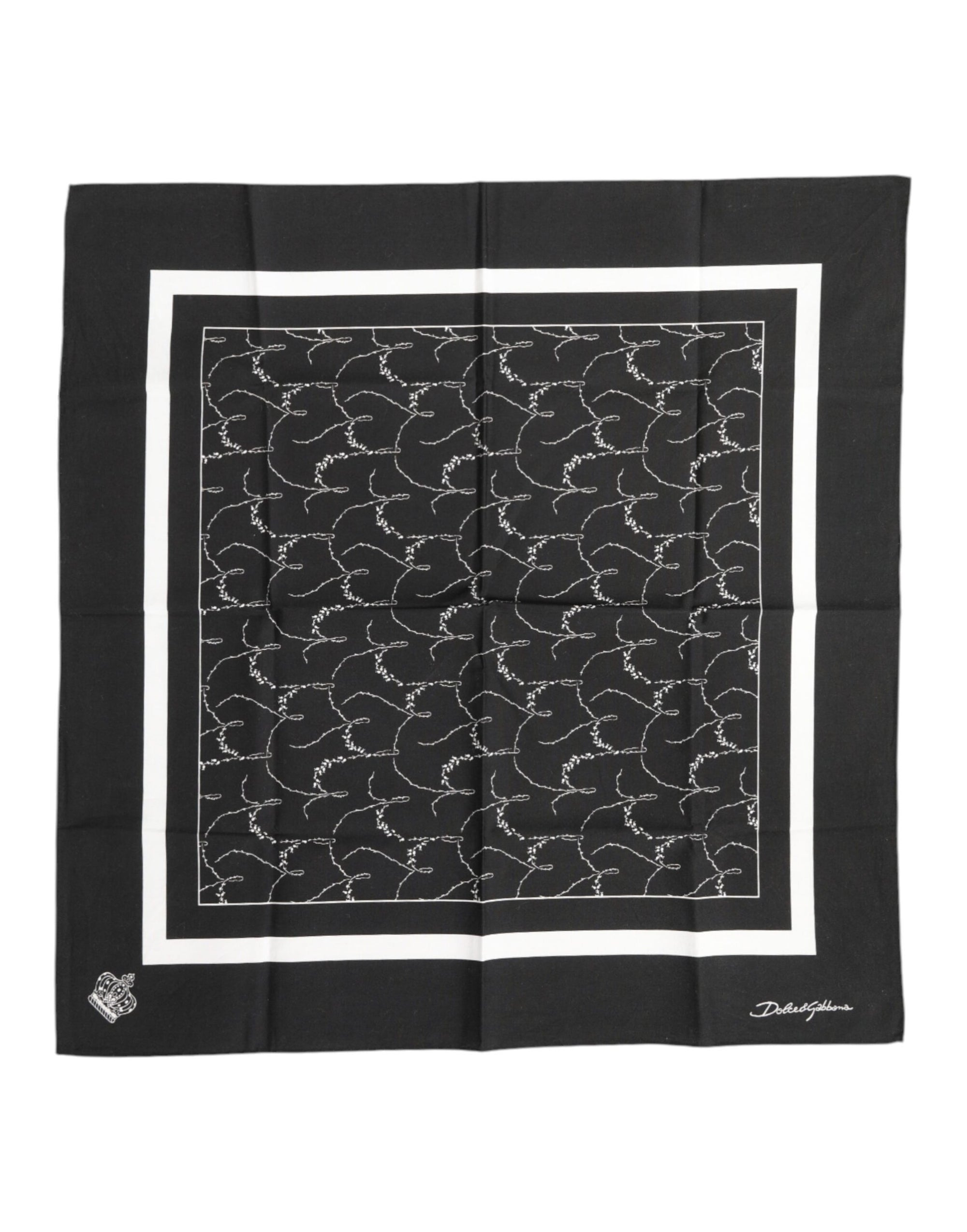 Dolce & Gabbana Black White Printed Square Men Foulard Scarf