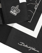 Dolce & Gabbana Black White Printed Square Men Foulard Scarf