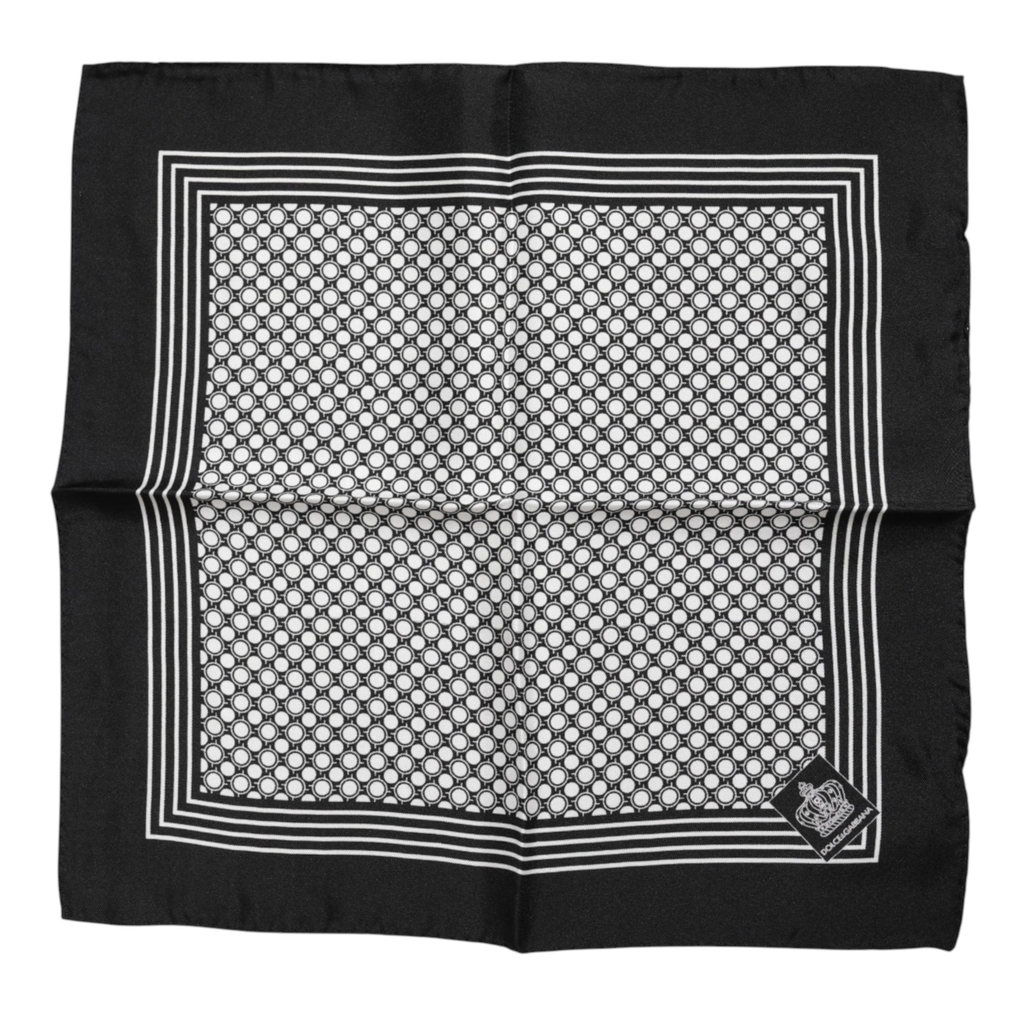 Dolce & Gabbana Black White Patterned Square Men Foulard Scarf