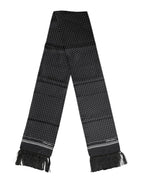 Dolce & Gabbana Black White Polka Dot Fringes Foulard Scarf