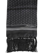 Dolce & Gabbana Black White Polka Dot Fringes Foulard Scarf