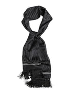 Dolce & Gabbana Black White Polka Dot Fringes Foulard Scarf