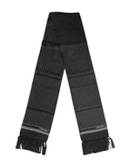 Dolce & Gabbana Black White Polka Dot Fringes Foulard Scarf