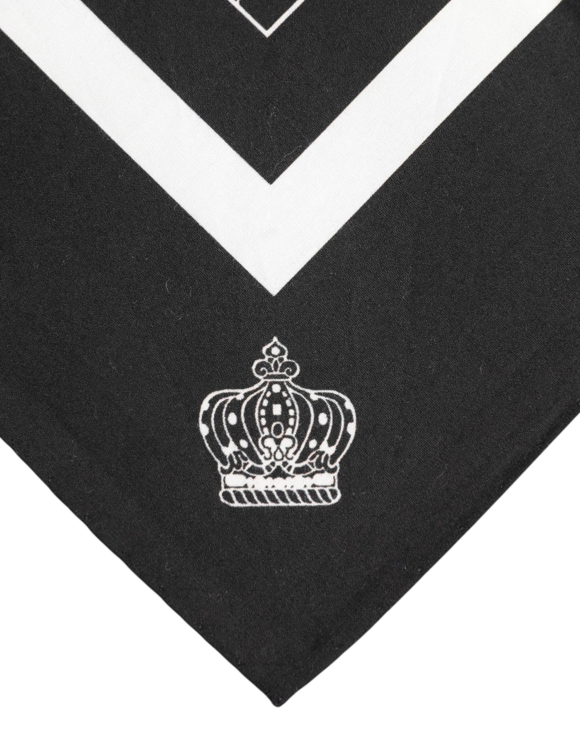 Dolce & Gabbana Black White Printed Square Foulard Scarf