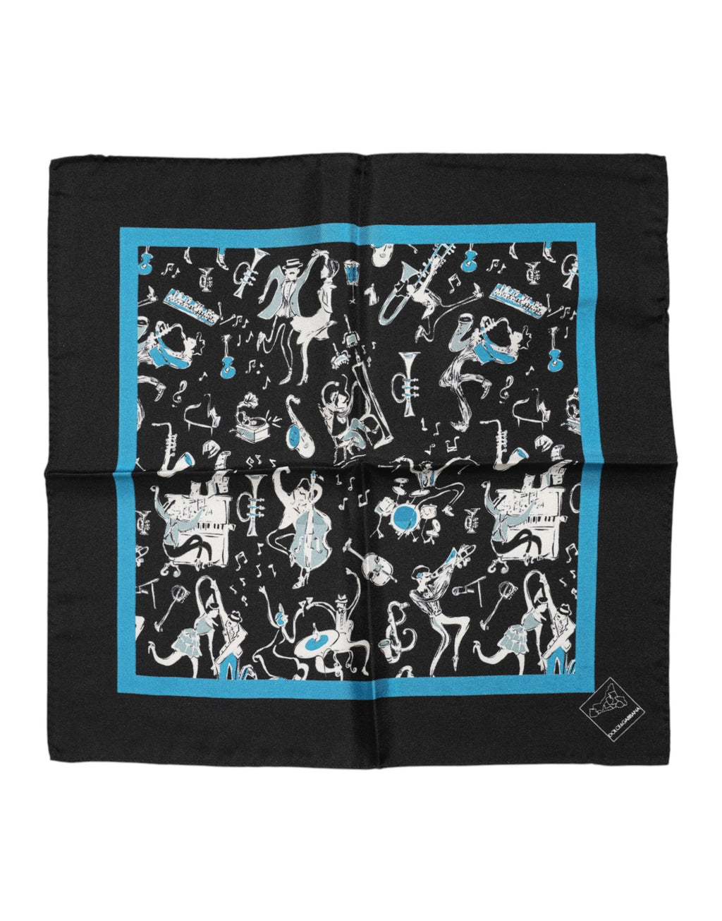 Dolce & Gabbana Black Jazz Club Silk Square Men Foulard Scarf