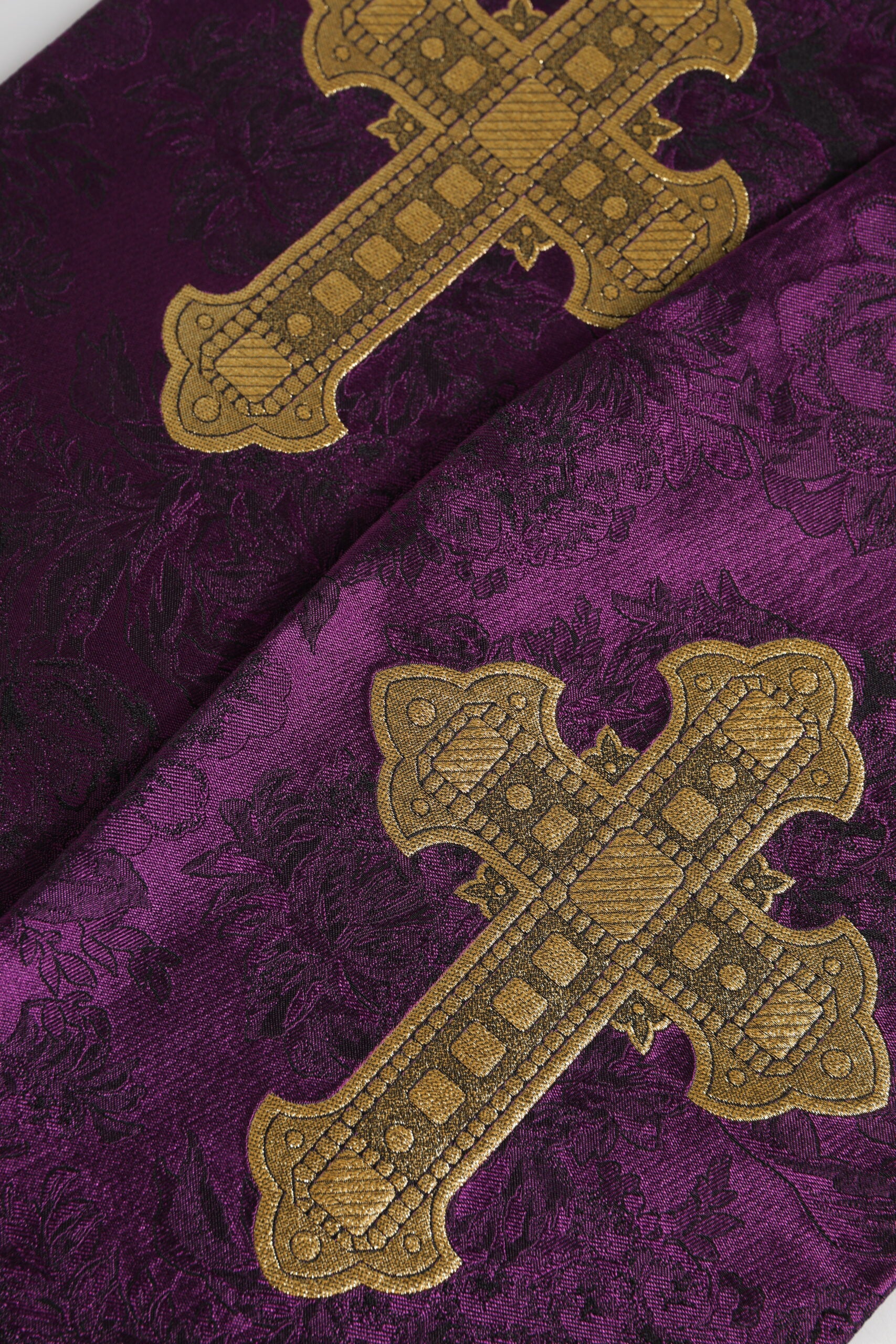 Dolce & Gabbana Purple Silk Fringes Cross Men Foulard Scarf