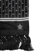 Dolce & Gabbana Black Silk Printed Fringes Men Foulard Scarf