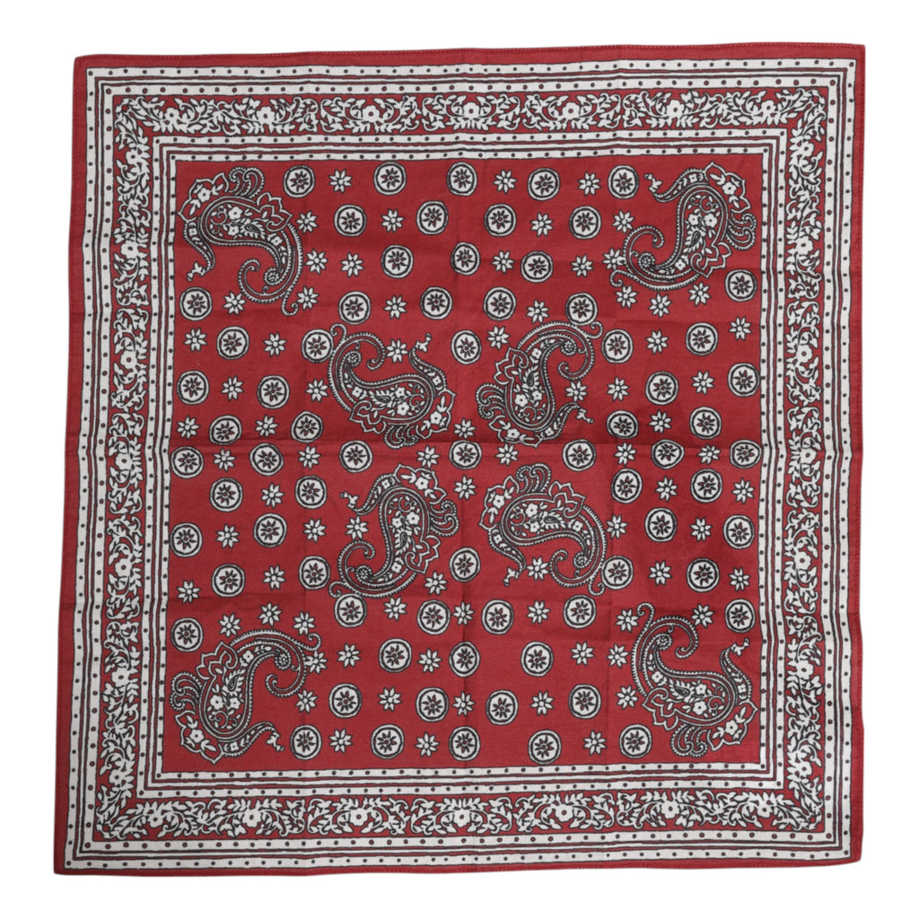 Dolce & Gabbana Red Floral Cotton Square Foulard Scarf