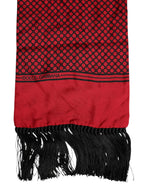 Dolce & Gabbana Red Dotted Silk Fringes Men Foulard Scarf