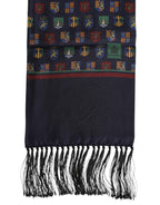 Dolce & Gabbana Blue Silk Printed Fringes Foulard Scarf