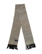 Dolce & Gabbana Gray Skulls Silk Fringes Men Foulard Scarf