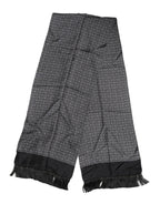 Dolce & Gabbana Black Patterned Fringes Men Foulard Scarf