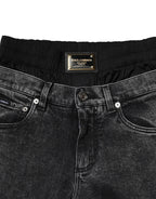 Dolce & Gabbana Black Washed Double Waistband Denim Jeans
