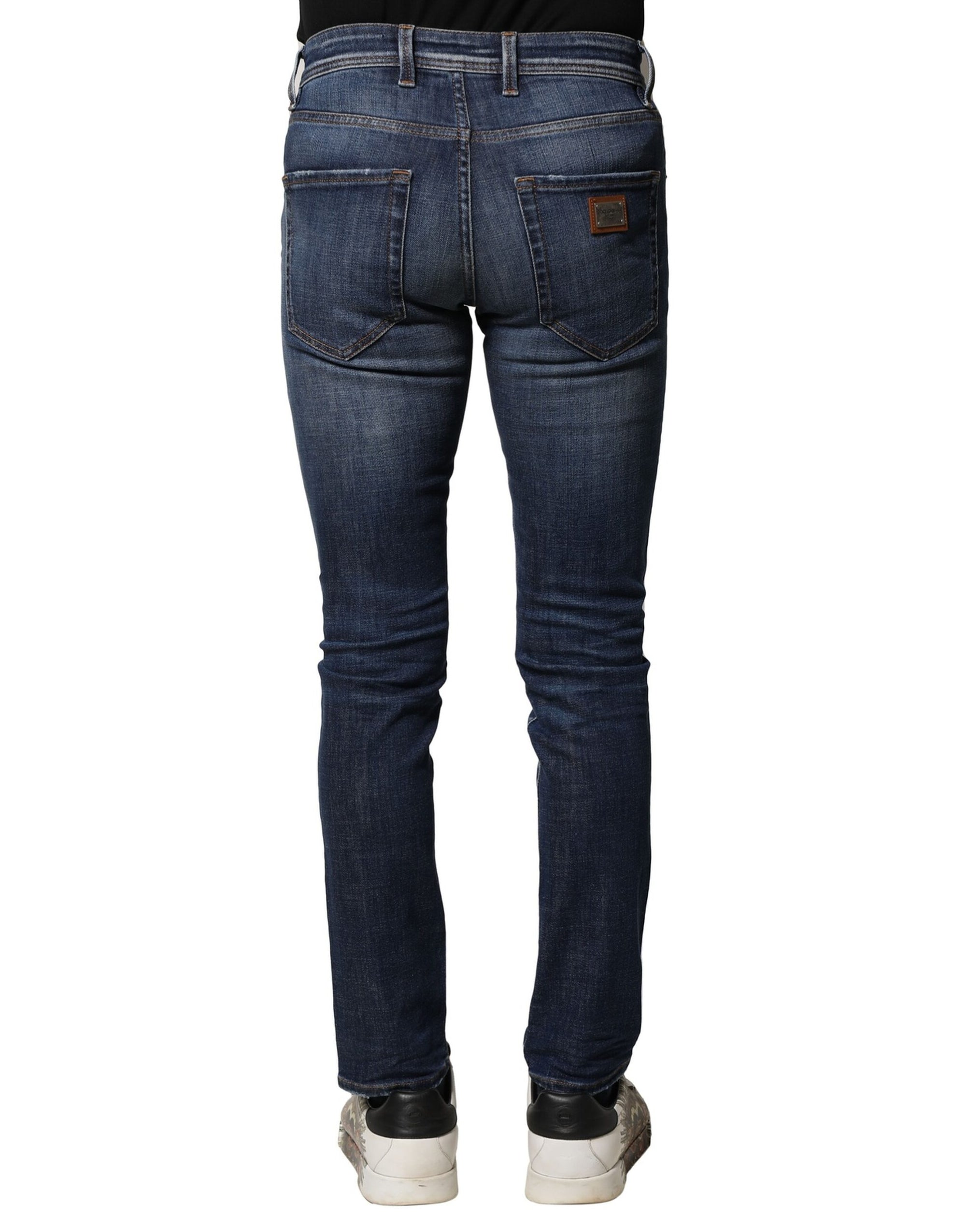 Dolce & Gabbana Blue Washed Cotton Slim Fit Men Denim Jeans