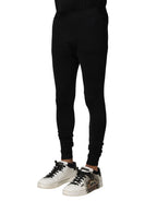 Dolce & Gabbana Black Nylon Elastic Logo Men Leggings Pants