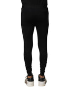 Dolce & Gabbana Black Nylon Elastic Logo Men Leggings Pants