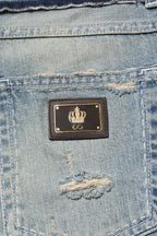 Dolce & Gabbana Light Blue Tattered Straight Men Denim Jeans
