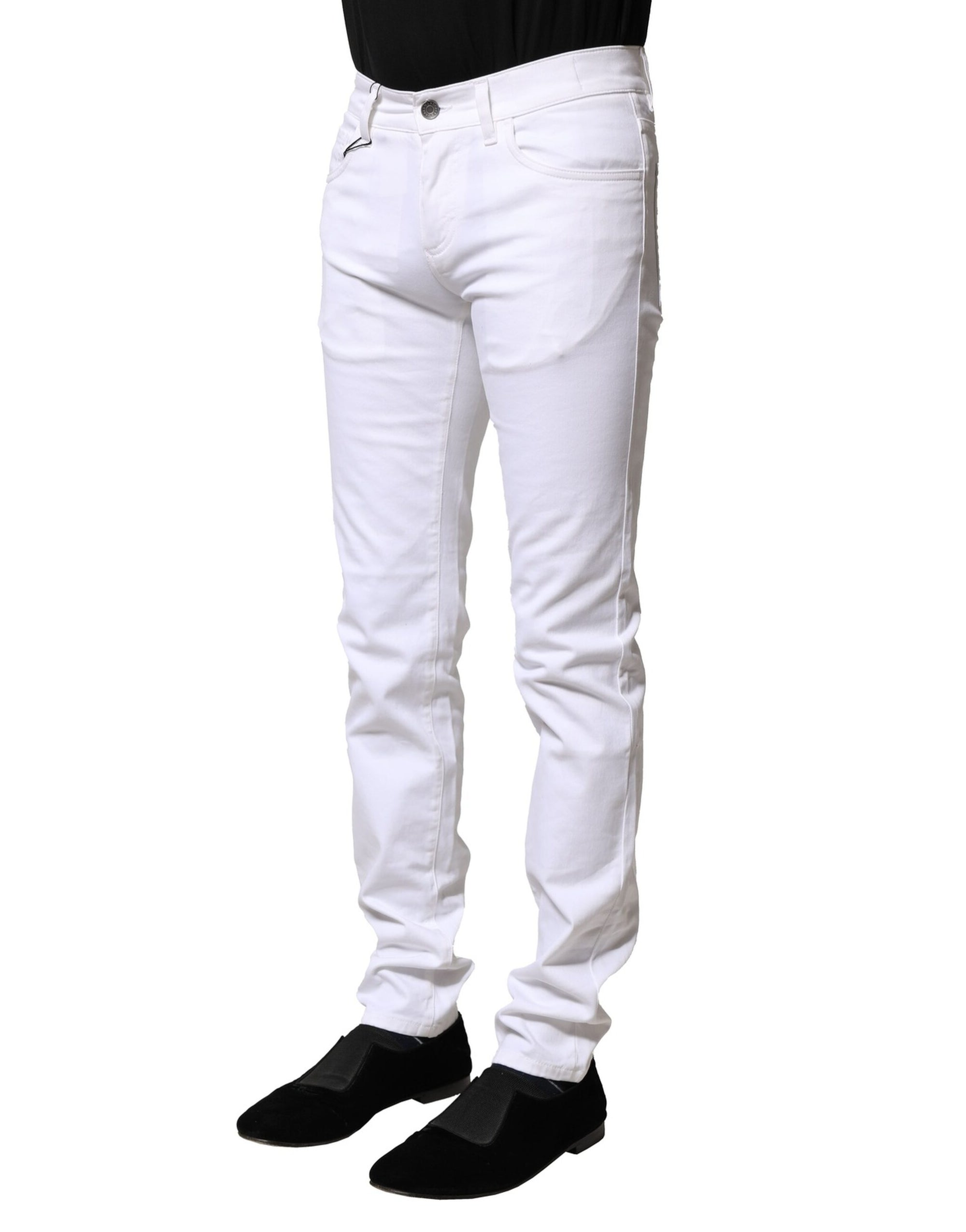 Dolce & Gabbana White Cotton Skinny Men Denim Jeans
