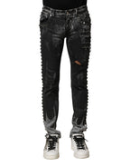 Dolce & Gabbana Black Washed Embellished Skinny Denim Jeans