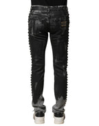 Dolce & Gabbana Black Washed Embellished Skinny Denim Jeans