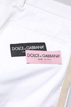 Dolce & Gabbana White Cotton Straight Logo Men Pants